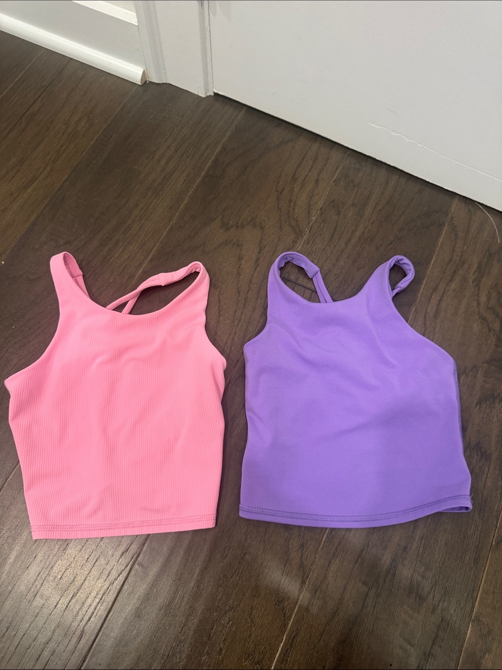 all in motion Pink and Purple Girls Ribbed Tank Tops